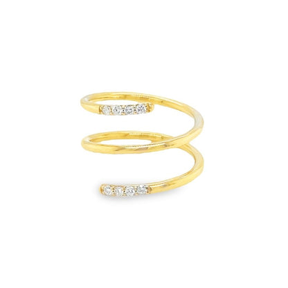 Jai's 14K Yellow Gold Diamond Spiral Ring