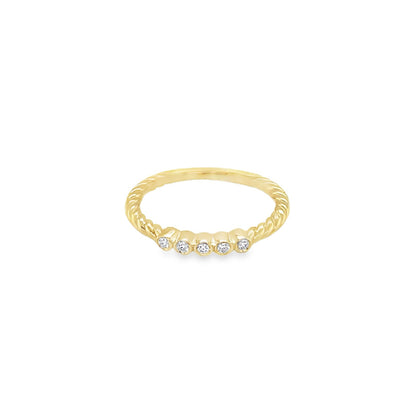 Jai's 14K Yellow Gold Petite Twisted Diamond Ring