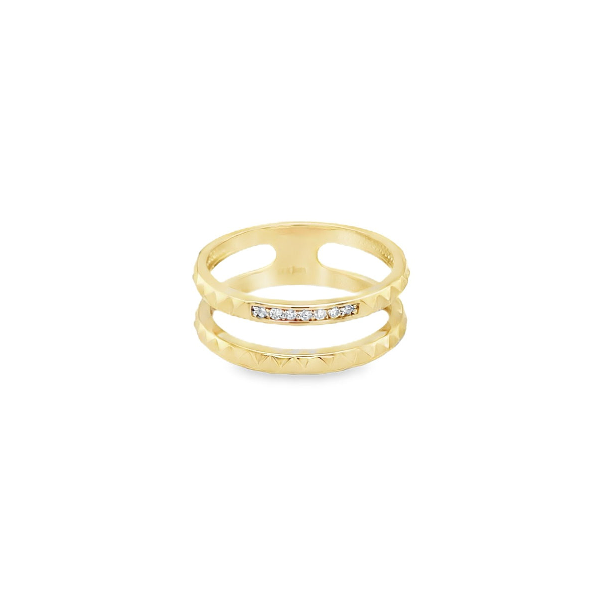 Jai's 14K Yellow Gold Diamond Open Two-row Ring