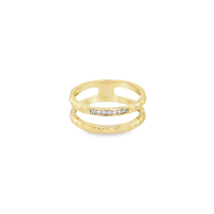 Jai's 14K Yellow Gold Diamond Open Two-row Ring