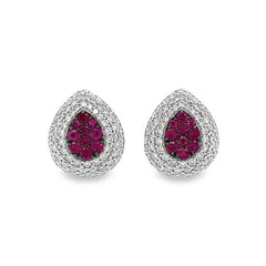 Jai's 14K White Gold Ruby & Diamond Teardrop Studs