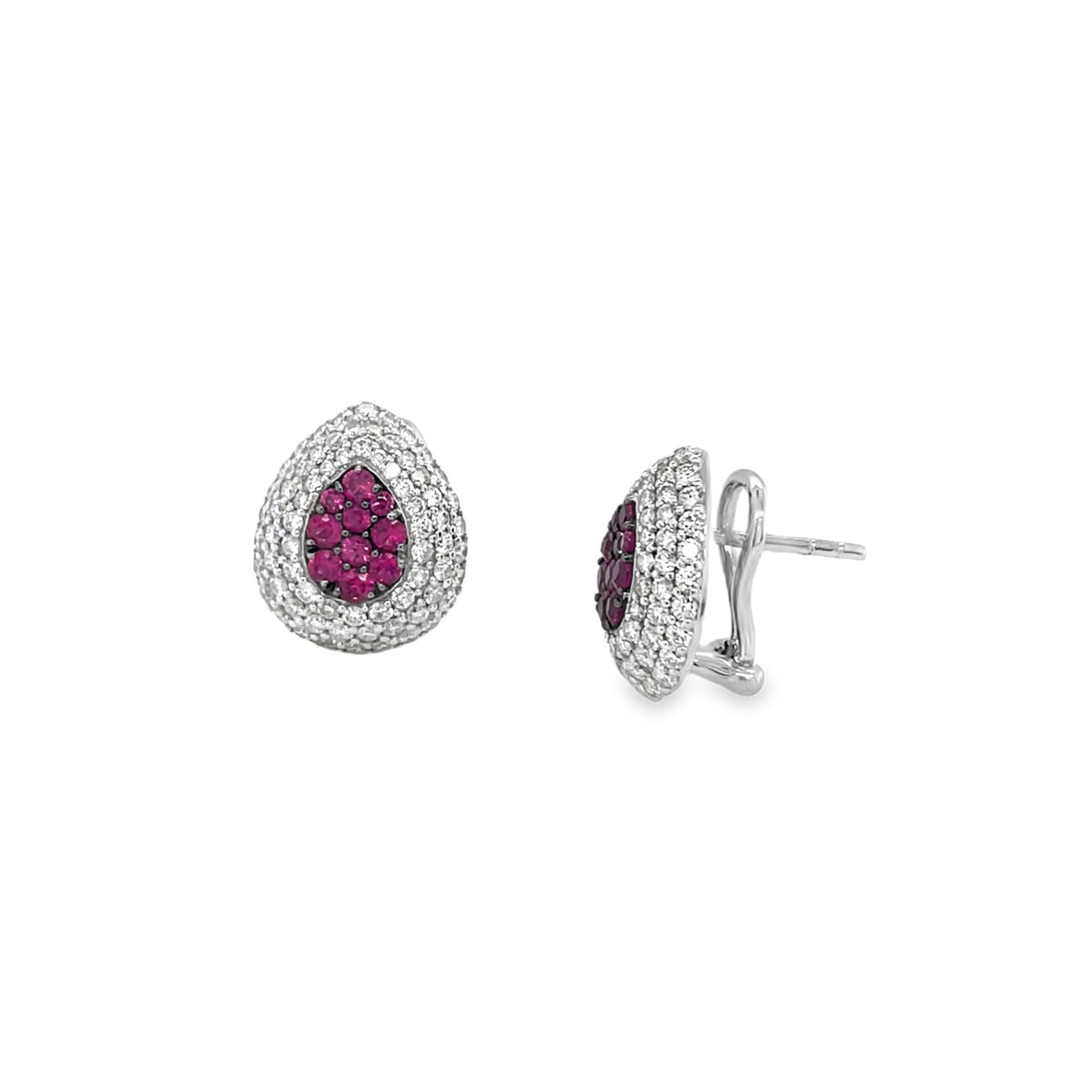 Jai's 14K White Gold Ruby & Diamond Teardrop Studs