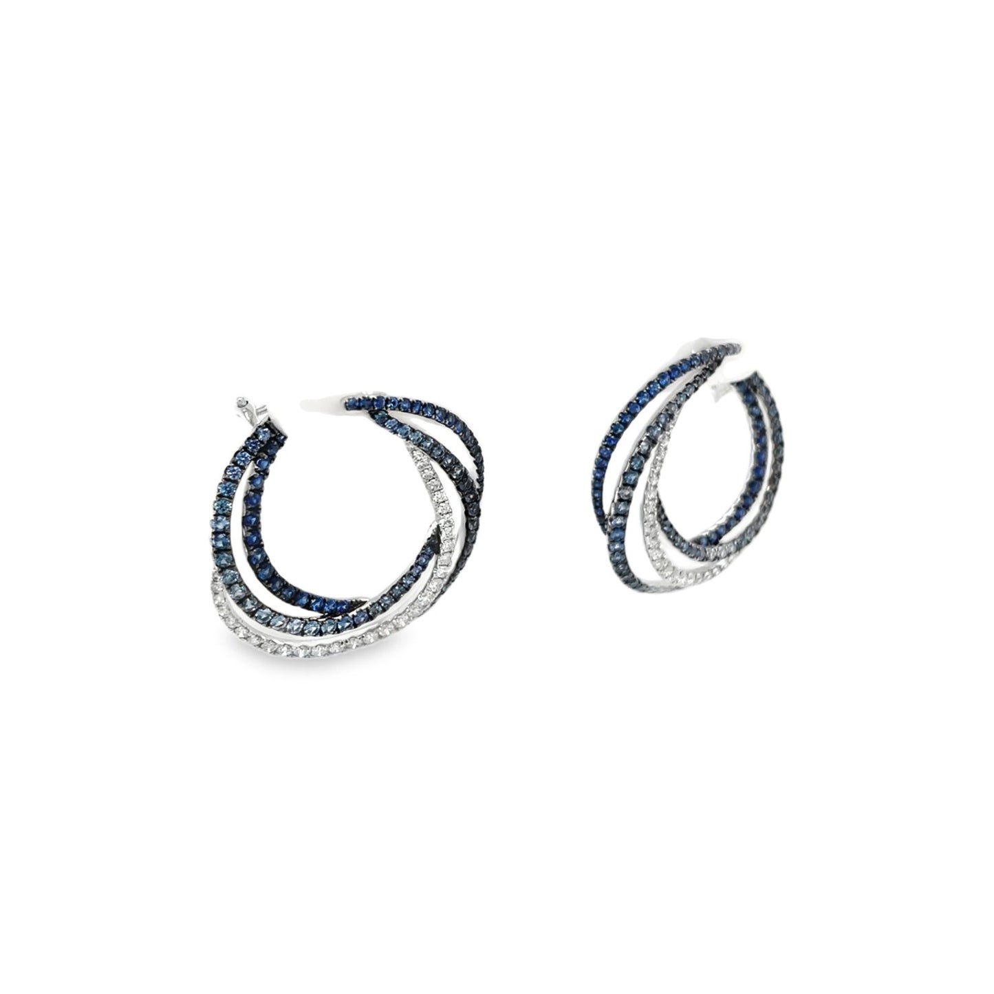Jai's 18K White Gold Spiral Sapphire & Diamond Studs