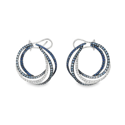 Jai's 18K White Gold Spiral Sapphire & Diamond Studs