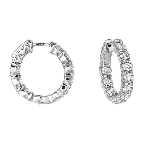 Morris & David's 14K White Gold Petite 4-carat Diamond Inside-out Hoops