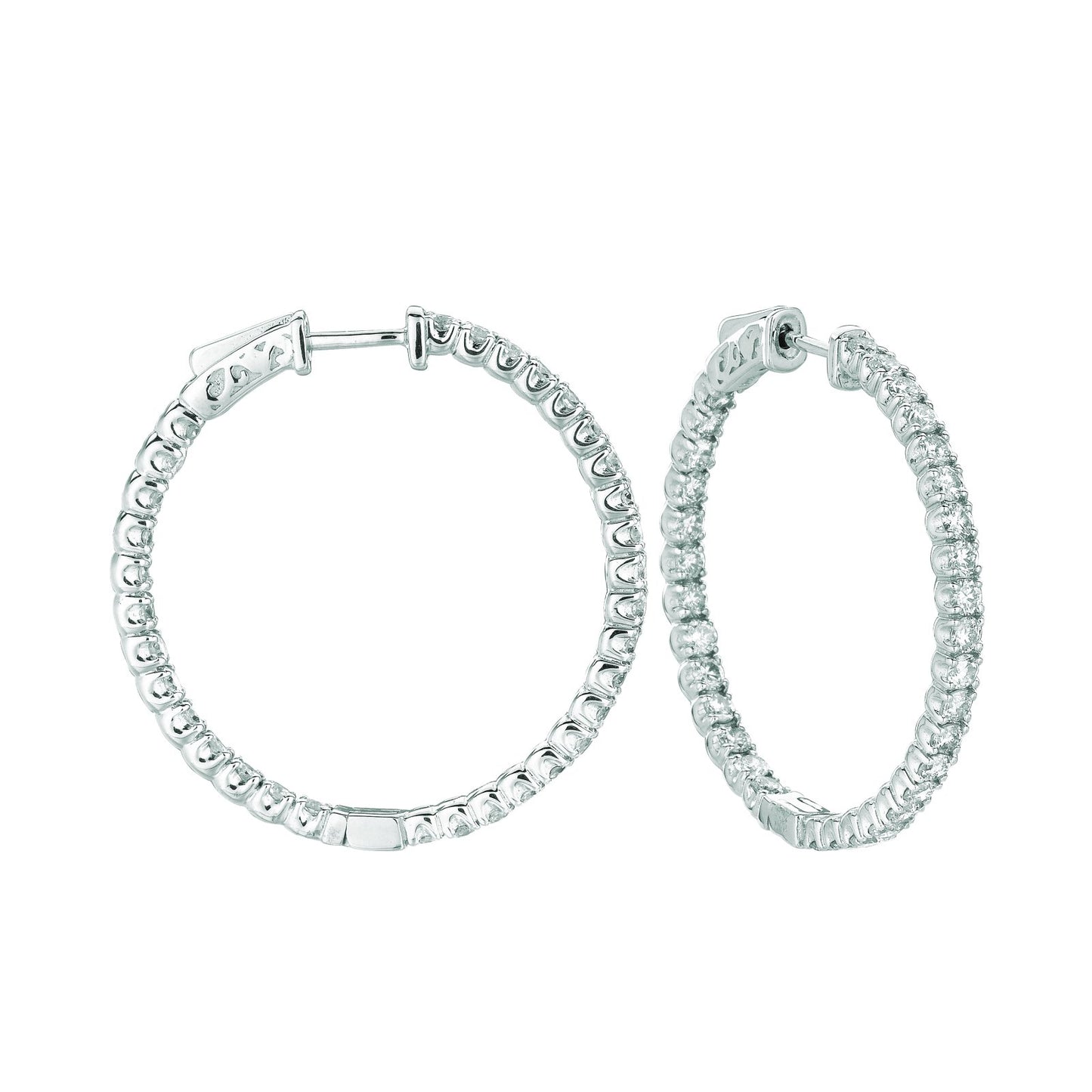 Morris & David's 14K White Gold Petite 3-carat Diamond Inside-out Hoops