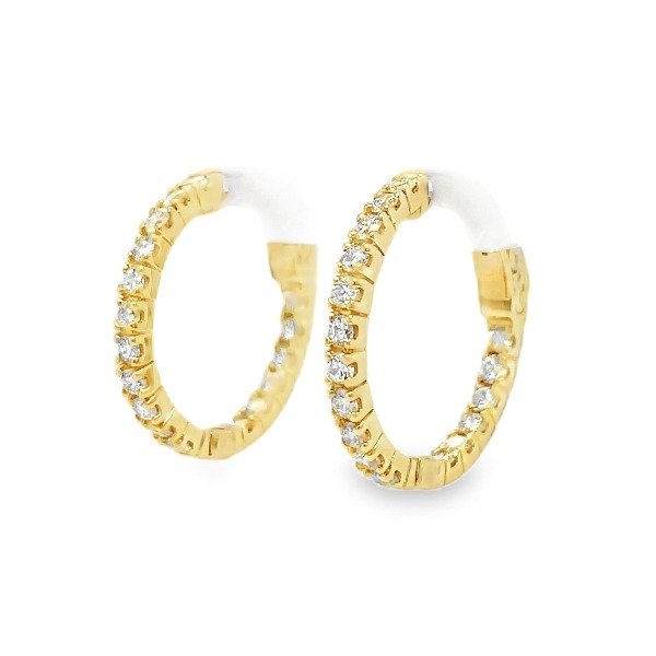 Morris & David's 14K Yellow Gold Petite 1-carat Diamond Inside-out Hoops