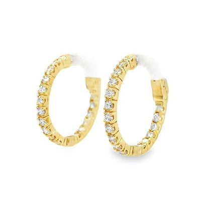 Morris & David's 14K Yellow Gold Petite 1-carat Diamond Inside-out Hoops