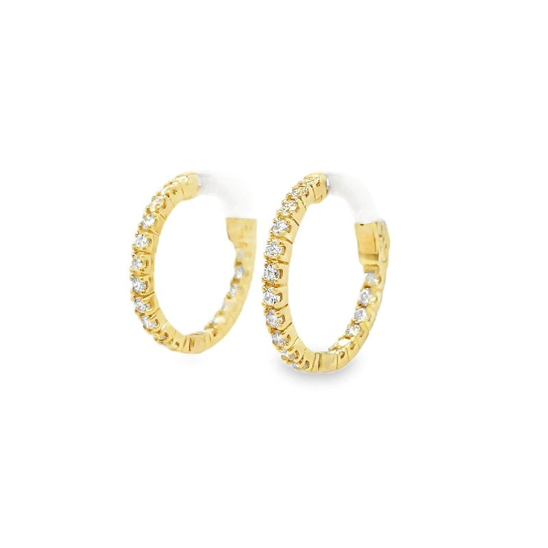 Morris & David's 14K Yellow Gold Petite 1-carat Diamond Inside-out Hoops