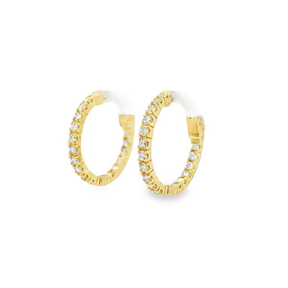 Morris & David's 14K Yellow Gold Petite 1-carat Diamond Inside-out Hoops