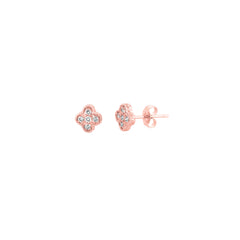 Morris & David's 14K Rose Gold Diamond Clover Studs