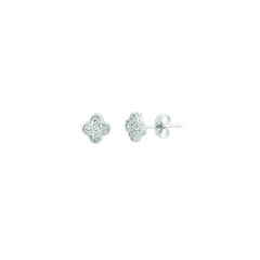 Morris & David's 14K White Gold Diamond Clover Studs