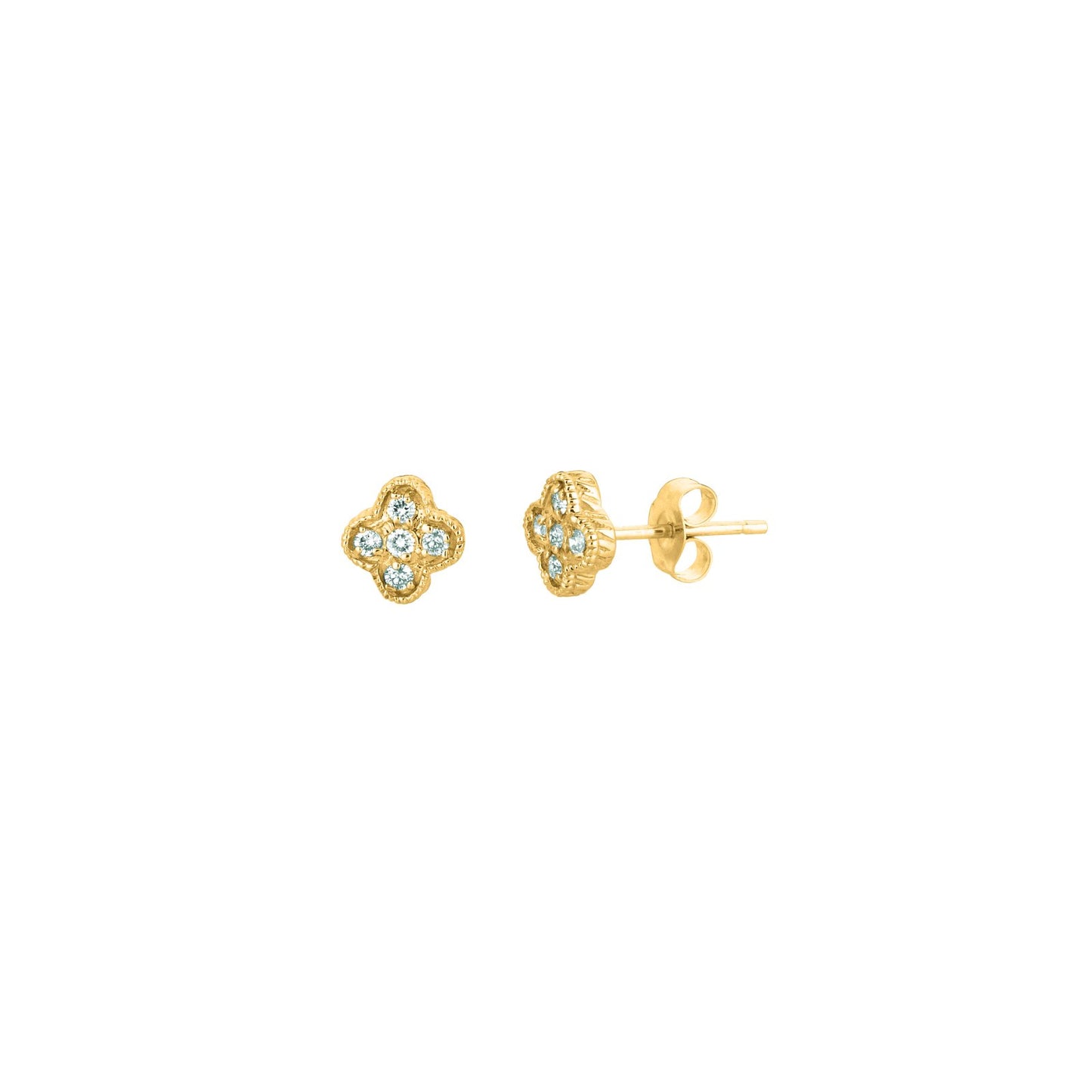 Morris & David's 14K Yellow Gold Diamond Clover Studs