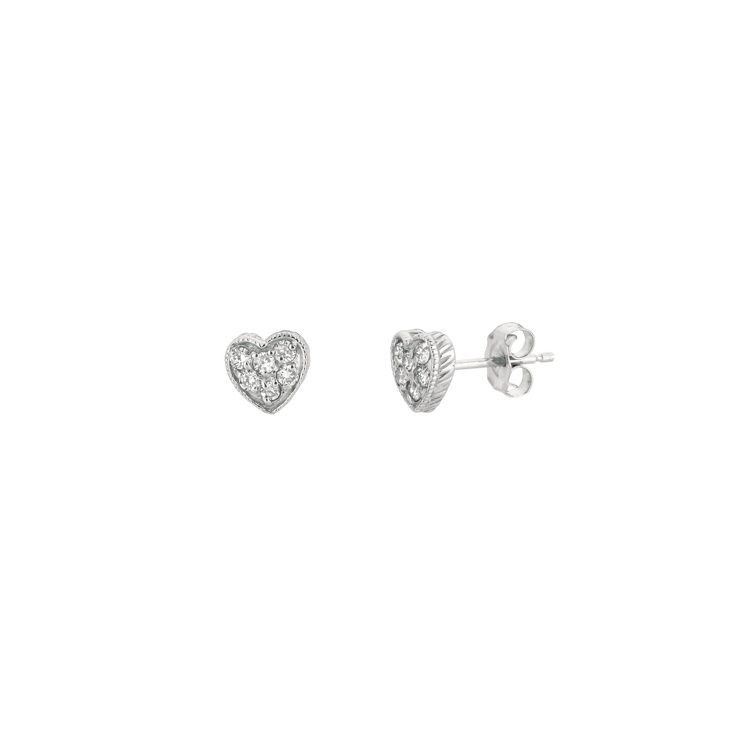 Morris & David's 14K White Gold Diamond Heart Studs