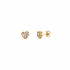 Morris & David's 14K Yellow Gold Diamond Heart Studs