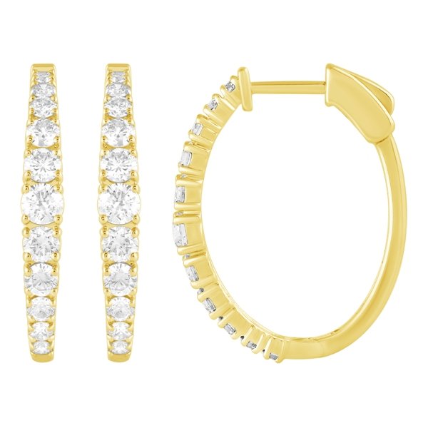 Morris & David's 14K Yellow Gold 1.5-carat Diamond Oval Hoops