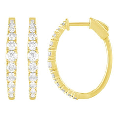 Morris & David's 14K Yellow Gold 1.5-carat Diamond Oval Hoops