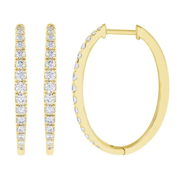 Morris & David's 14K Yellow Gold 0.75-carat Diamond Oval Hoops