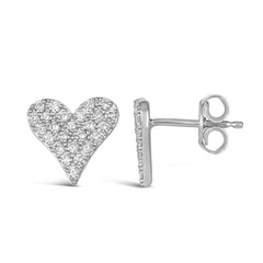 Morris & David's 14K White Gold Diamond Heart Studs