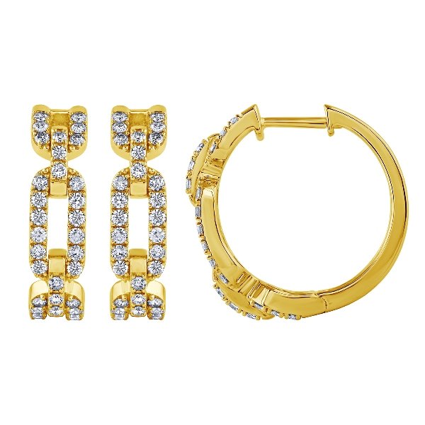 Morris & David's 14K Yellow Gold Diamond Link Hoops