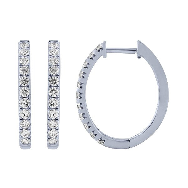 Morris & David's 14K White Gold 1-carat Diamond Oval Hoops