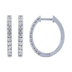 Morris & David's 14K White Gold 1-carat Diamond Oval Hoops