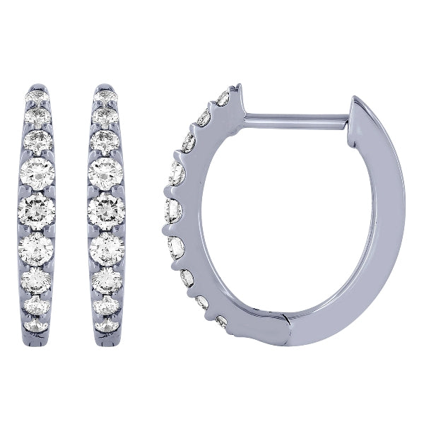 Morris & David's 14K White Gold 0.5-carat Diamond Oval Hoops