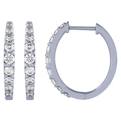 Morris & David's 14K White Gold 0.75-carat Diamond Oval Hoops