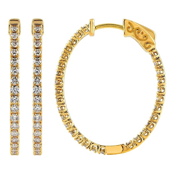 Morris & David's 14K Yellow Gold 1-carat Diamond Inside-out Oval Hoops