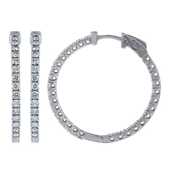 Morris & David's 14K White Gold 1-carat Diamond Inside-out Hoops