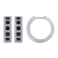 Morris & David's 14K White Gold Diamond & Sapphire Hoops
