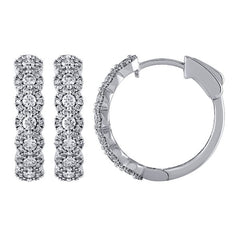 Morris & David's 14K White Gold Diamond Floral Hoops