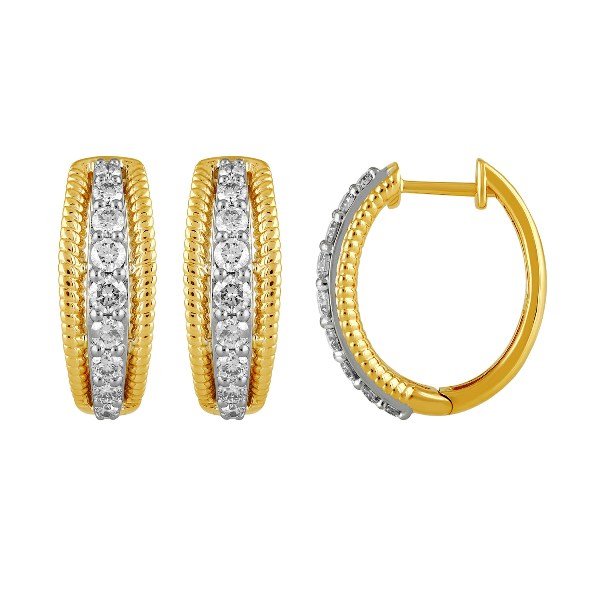Morris & David's 14K Yellow Gold Diamond Oval Hoops
