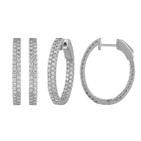 Morris & David's 14K White Gold 2-carat Diamond Oval Hoops