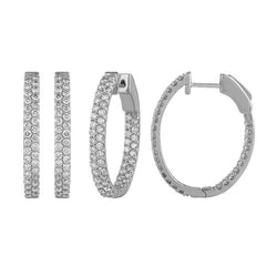Morris & David's 14K White Gold 2-carat Diamond Oval Hoops