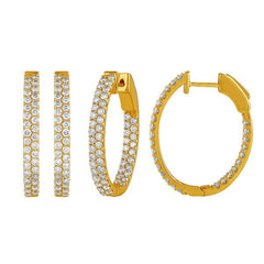Morris & David's 14K Yellow Gold 2-carat Diamond Inside-out Oval Hoops