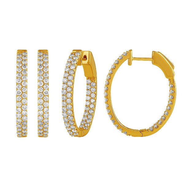 Morris & David's 14K Yellow Gold 2-carat Diamond Oval Hoops