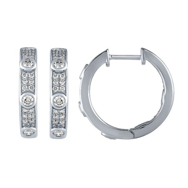 Morris & David's 14K White Gold Diamond Pave Hoops