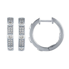 Morris & David's 14K White Gold Diamond Pave Hoops