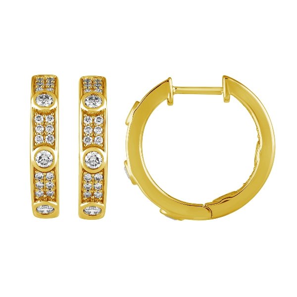 Morris & David's 14K Yellow Gold Diamond Pave Hoops