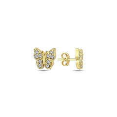 Jai's 14K Yellow Gold Diamond Butterfly Studs