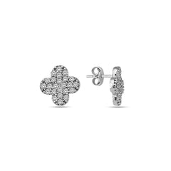 Jai's 14K White Gold Diamond Clover Studs