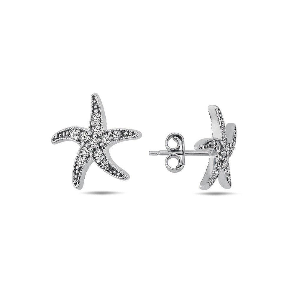 Jai's 14K White Gold Diamond Starfish Studs