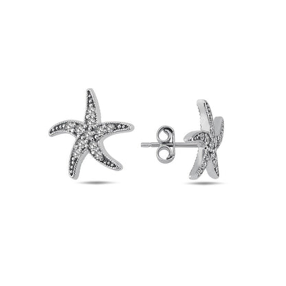 Jai's 14K White Gold Diamond Starfish Studs