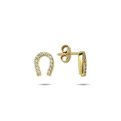 Jai's 14K Yellow Gold Diamond Horseshoe Studs