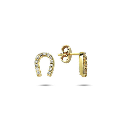 Jai's 14K Yellow Gold Diamond Horseshoe Studs