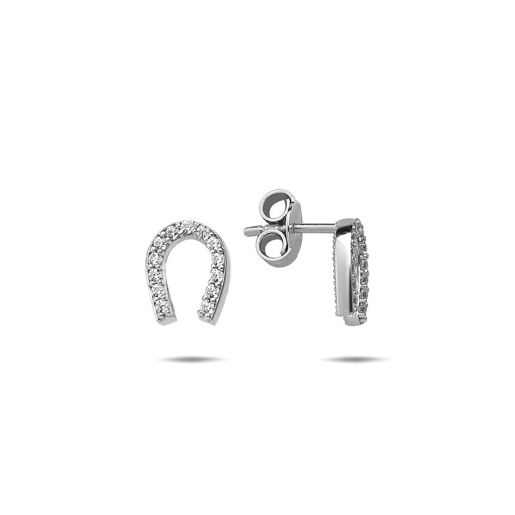 Jai's 14K White Gold Diamond Horseshoe Studs