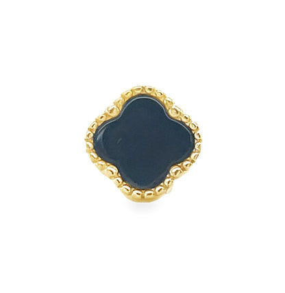 Jai's 14K Yellow Gold Black Onyx Clover Studs