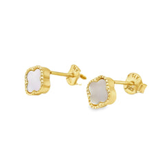 Jai's 14K Yellow Gold Mother-of-Pearl Clover Studs