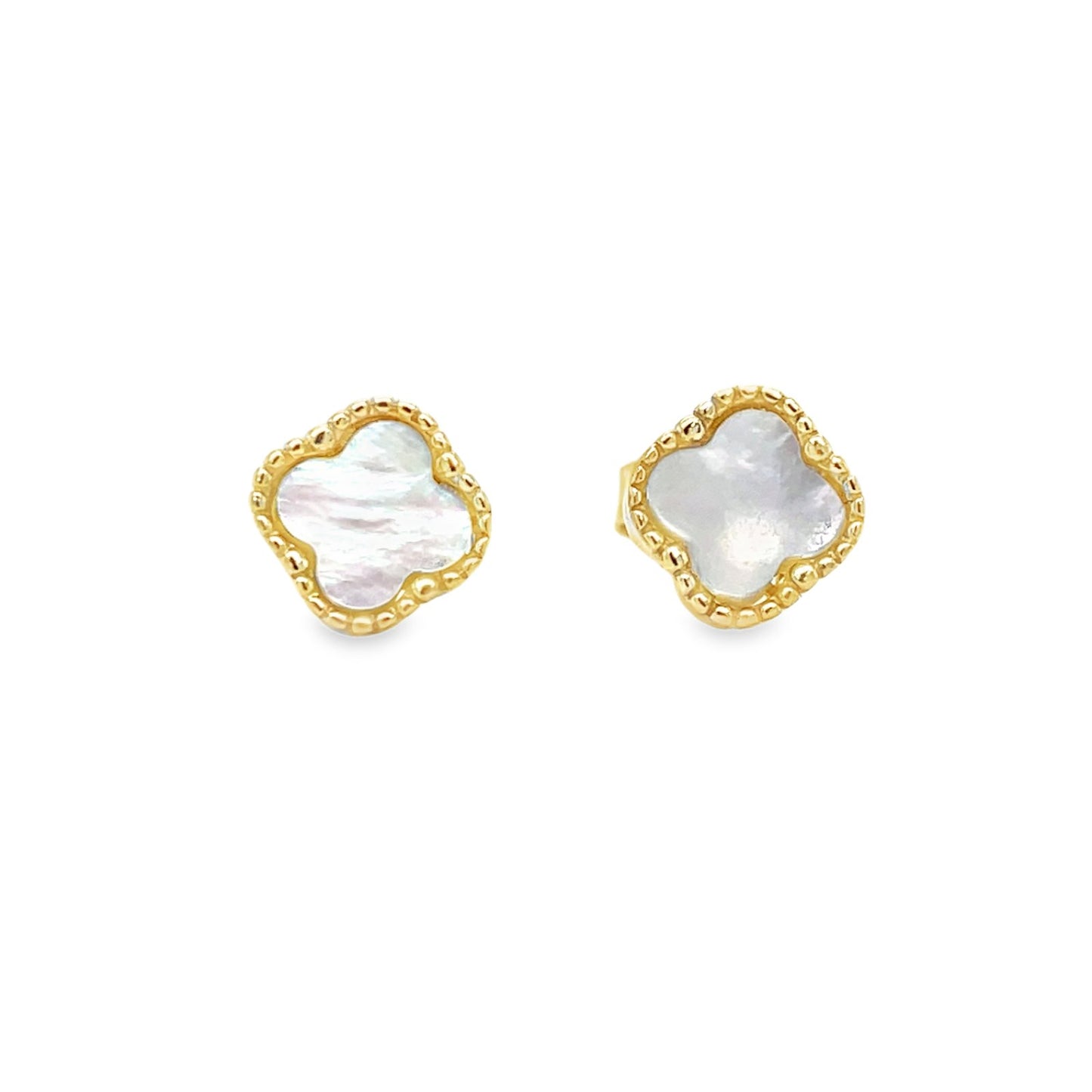 Jai's 14K Yellow Gold Mother-of-Pearl Clover Studs
